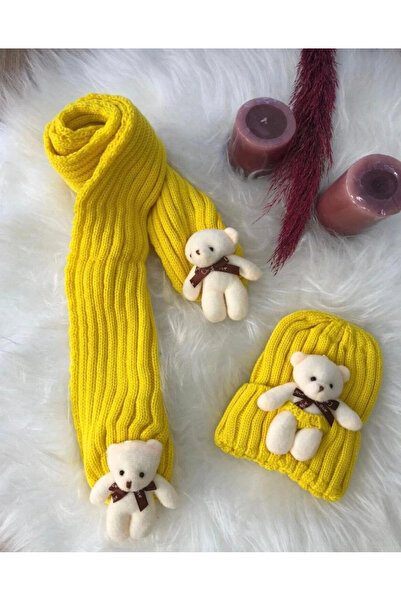 BİGÜMEX Children's Bear Scarf and Beanie Set