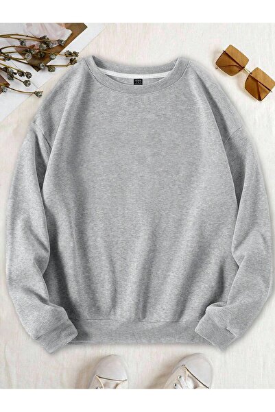 MONFİ KADIN Oversize Bisiklet Yaka Sweatshirt