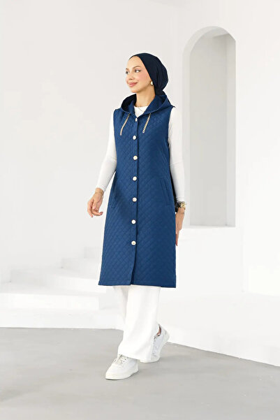 Grosh Fashion Kapitone Uzun Tesettür Yelek