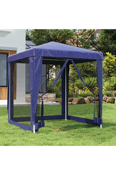 vidaxl Party Tent with 4 Mesh Sidewalls Blue 2x2 m HDPE