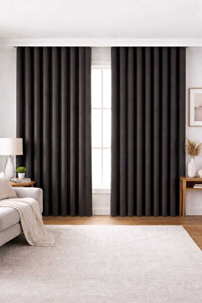 SHY TEKSTİL Luxury 1St Class Elegance Anthracite Blackout Straight-Fitting Ba...