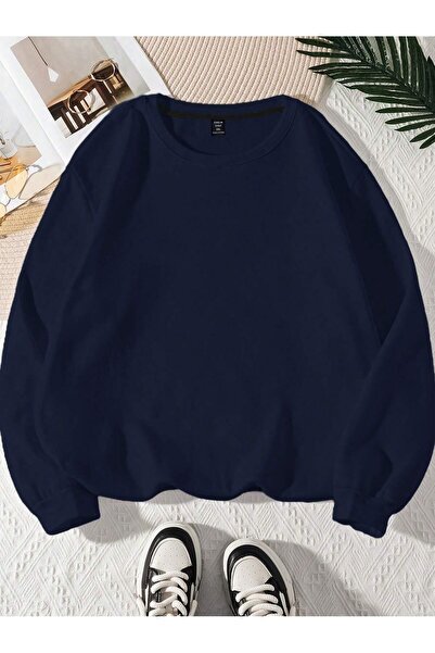 MONFİ Women Oversized Crew Neck Sweatshirt