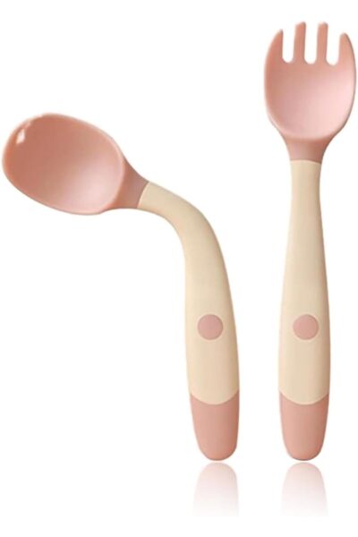 Arabest Flexible Baby Training Spoon & Fork 2-Pack, Bendable Handle, Food-Gra...