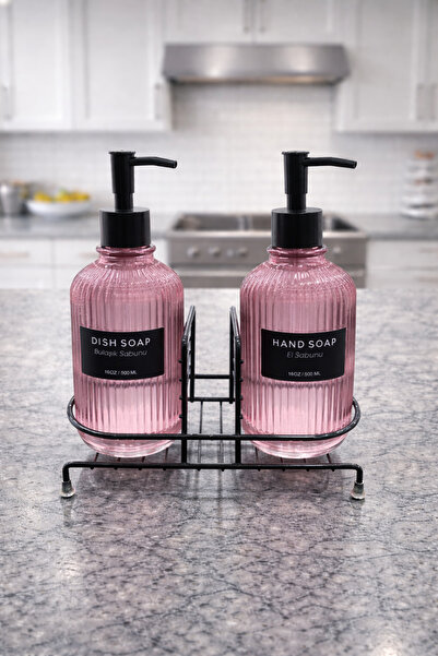 Evsun Home Collection Modern Glass Double Liquid Soap Dispenser & Detergent D...