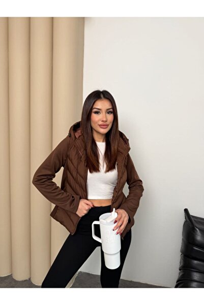 gm giyimarket Hooded Inflatable Women's Coat Winter Slim Fit Windproof Zipper...