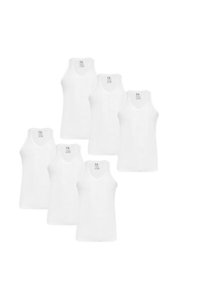 FASHION ACADEMY Mens Rib Inner Inner Vest White Pack of 6