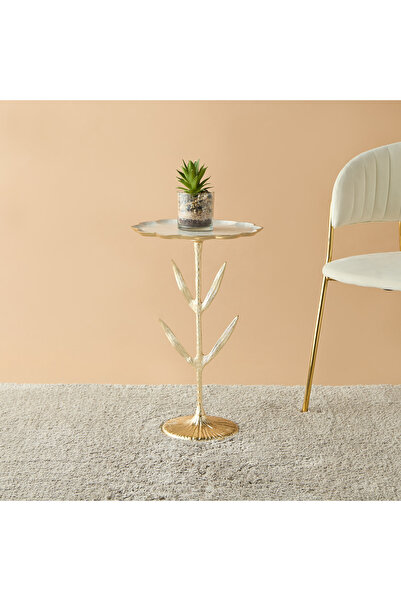 Lifestyle Glass Top Accent Table with Floral Base - 35x35x55 cms