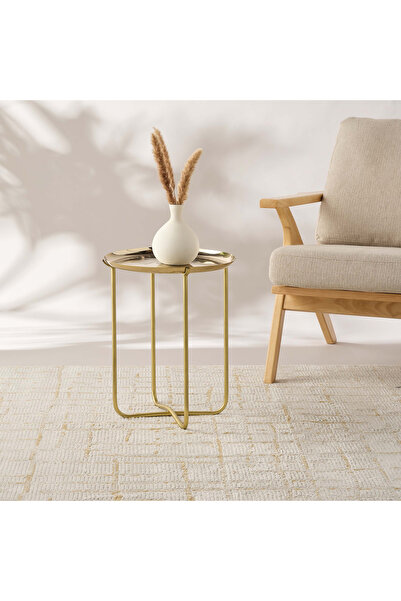 Lifestyle Palm Tree Textured Metal Top Side Table - 38x48 cms
