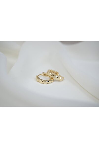 ATELİER TUĞBA Kp135 Minimal Geometric Triangle Detail Stoneless Hoop Earrings