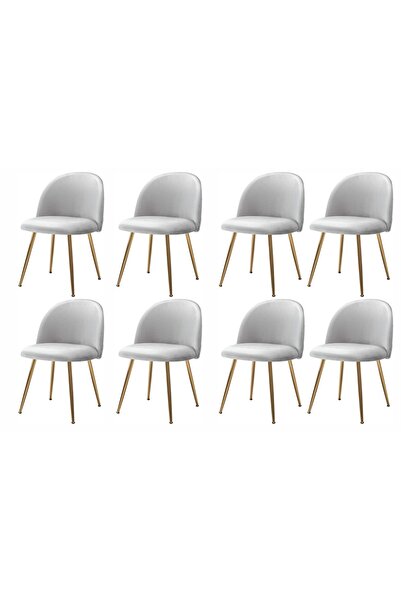 Mahmayi كرسي طعام مخملي رمادي اللون لغرفة المعيشة (عبوة من 8 قطع) HYDC020