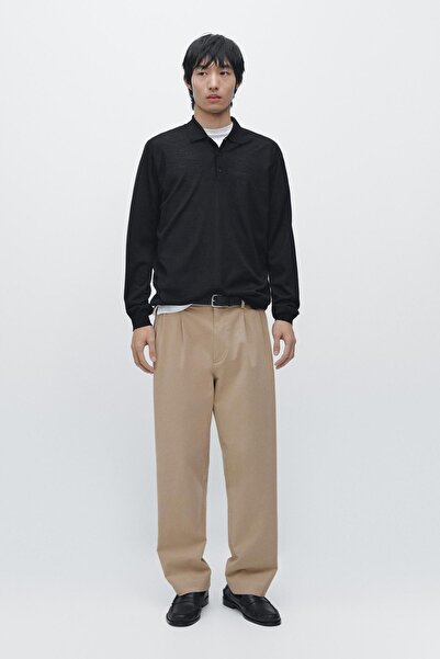 Massimo Dutti Polo yaka %100 yün triko kazak