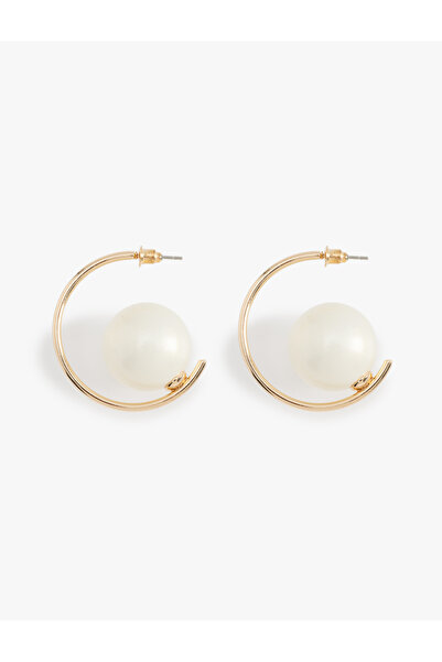 Koton Large Size Hoop Earrings with Pearls