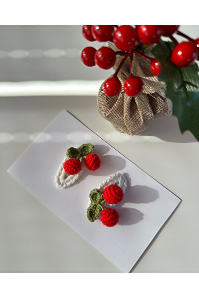 livadesign7 Hair Clip Special Cherry Design Handmade 2-Piece Snap Clip Set