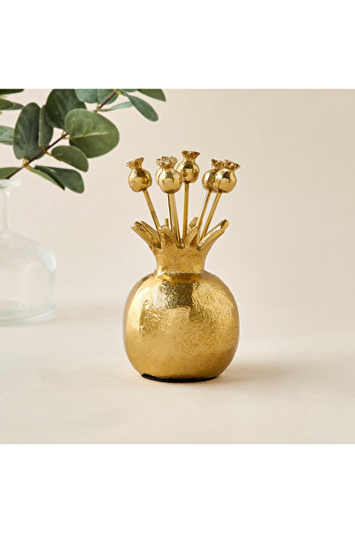 Lifestyle مجموعة أعواد تنظيف الأسنان على شكل رمان مكونة من 5 قطع مع حامل