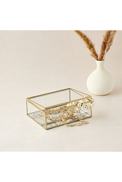 Lifestyle Decorative Palm Tree Print Glass Box - 20x7 cms