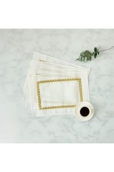 Lifestyle طقم مفارش طاولة مطرزة من نوماد لوكس مكون من 4 قطع - 30 × 45 سم