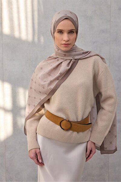 Silk Home Olinda Şal Monogram Desen Açık Mocha 75*195