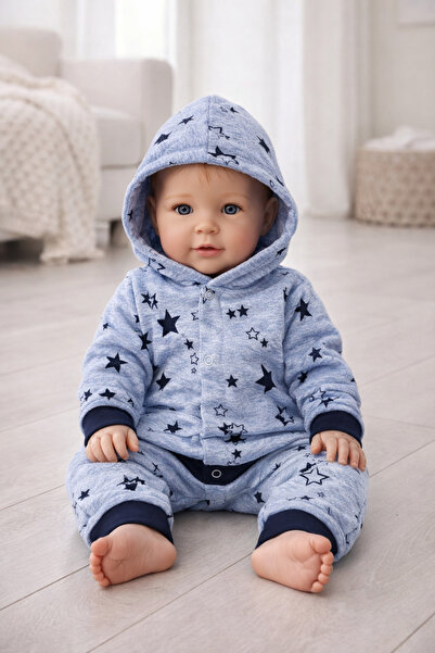 Volupta Trening bebeluși cu glugă, model stele, albastru 3-6 LUNI