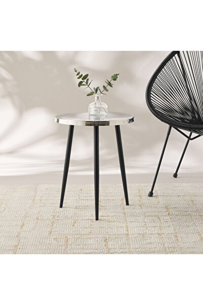 Lifestyle Palm Tree Textured Metal Top Side Table - 40x52 cms