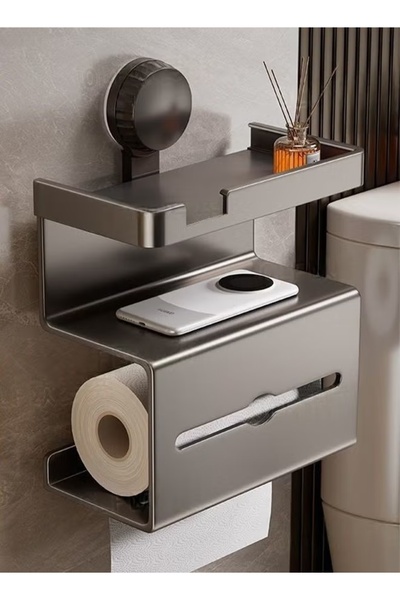 Generic Tissue Box Punch-Free Wall Mounted Toilet Paper Holder with Shelf Wip...