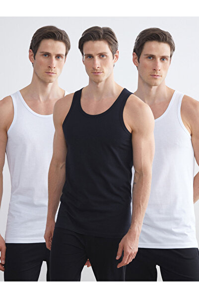 LC Waikiki قميص داخلي رجالي أبيض برقبة على شكل حرف U من القطن الممشط، طقم من ...