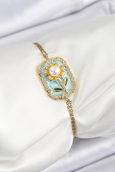 blackpure 316L Steel Chain Turquoise Enamel Artistic Portrait Pearl Detailed ...