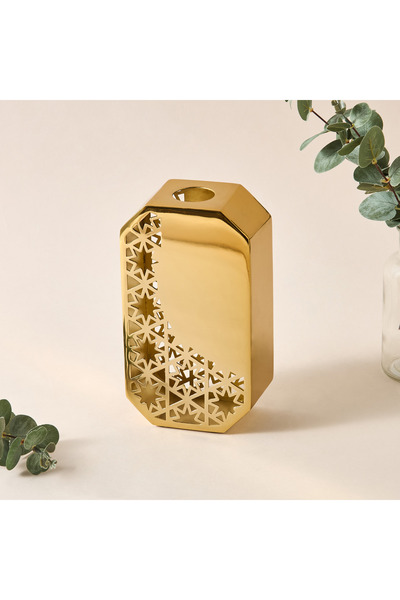 Lifestyle Star Etched Decorative Vase - 12x7x11 cms