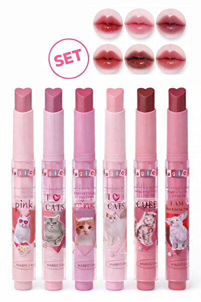magic casa Florette Kalp Uçlu Ruj Seti – 6’lı Set Yeni Seri | Kore Stili Jell...
