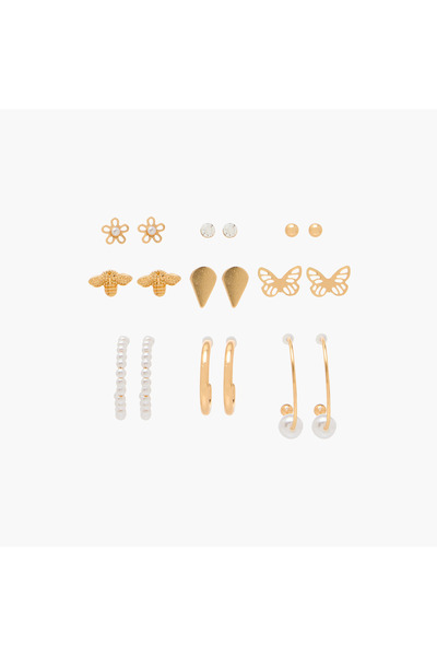 Lifestyle Assorted Earrings with Pushback Closure - Set of 9