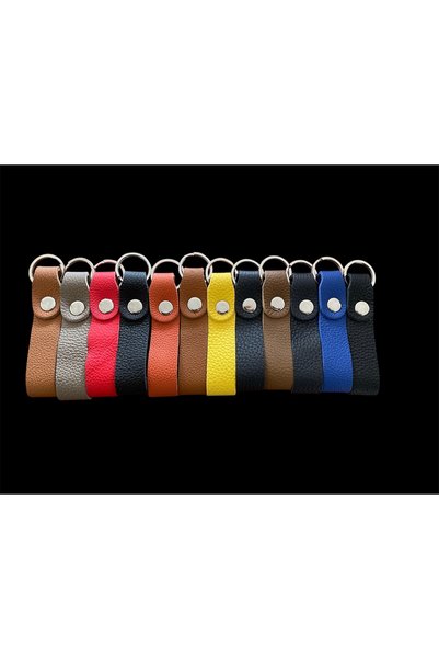 ykrhn Genuine Leather Mixed Color Keychain 12 Pieces