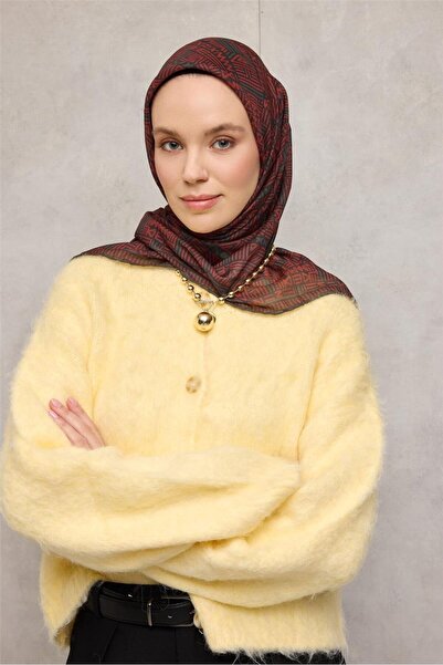 Silk Home Eșarfă moale din bumbac poliester model geometric antracit închis 9...