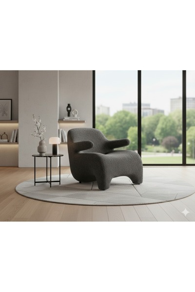 Crestj Modern recliner with a curved design and luxurious bouclé fabric