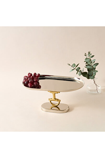 Lifestyle طبق زخرفي معدني بقاعدة - 37 × 10 سم