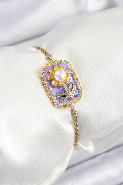 blackpure 316L Steel Chain Purple Enamel Artistic Portrait Pearl Detailed Dai...