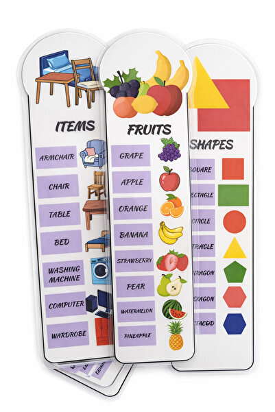 asya bijuteri English Word Cards Bookmark – Laminated Educational Children's ...