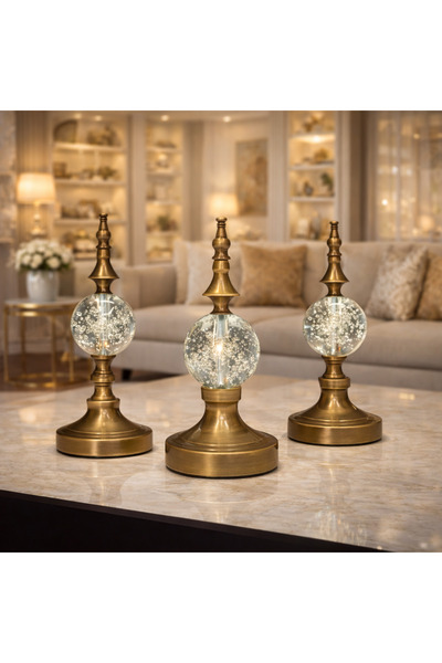 İSHTAR DEKOR Dekoratif 3'Lü Alem Küre - Eskitme/Şeffaf