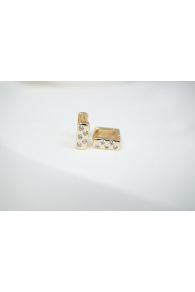 ATELİER TUĞBA أقراط KP144 مينيمال من الذهب مع أحجار الزركون