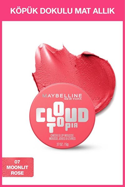 Maybelline New York Cloudtopia Köpük Dokulu Mat Allık & Ruj 07 Moonlit Rose
