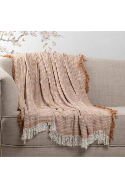 Alhabib bedding Lightweight bamboo shawl blanket, beige, 130 x 170 cm