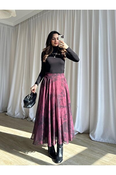 Mooi Butik تنورة GAİA 1056 - لون بورجوندي