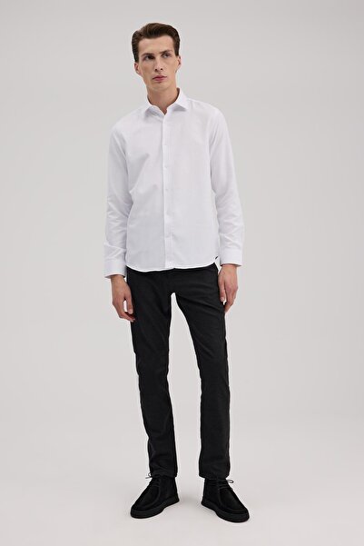 Jakamen Cămașă albă din amestec de bumbac, cu guler clasic, croială confortabilă