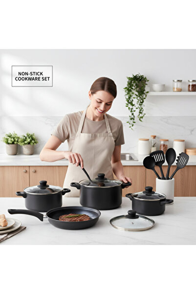 Youhe 13pcs set of cookware, non stick soup pot, milk pot, frying pan set, cr...