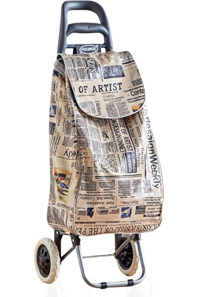 Feelings عربة تسوق بعجلات مطبوعة على ورق جرائد
