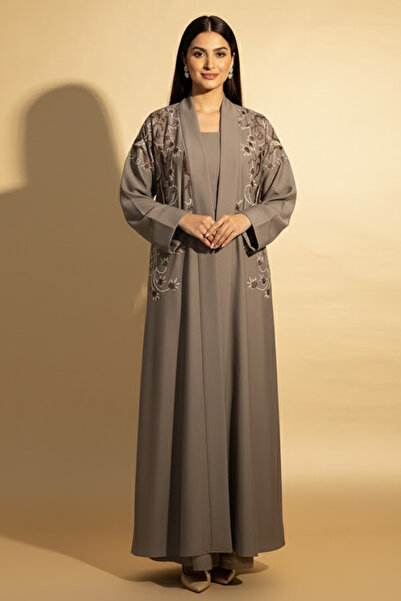 Muchmy Elegant Embroidered 2 Piece Abaya Set For Women Muslim Wear Arabic Ope...