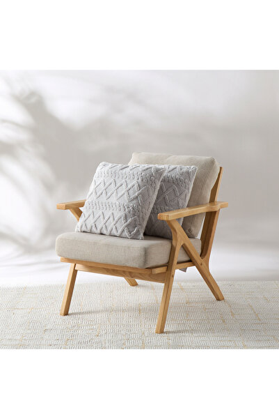 Lifestyle Textured Jacquard Faux Fur Filled Cushion - Set of 2