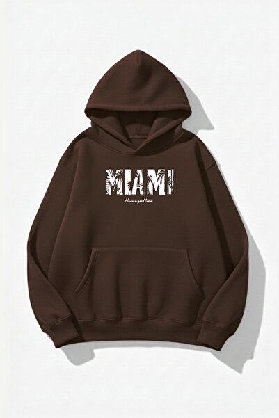 uyguntarz Hanorac unisex cu textura moale Miami cu imprimeu Design supradimen...