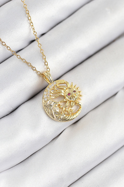 blackpure 316L Steel Zircon Stone Moon and Sun Model Gold Color Women's Necklace