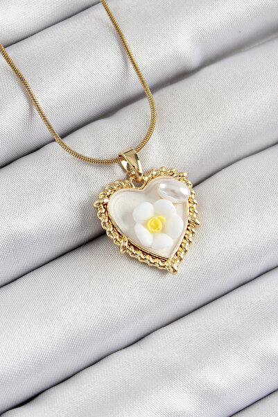 blackpure 316L Steel Chain White Artistic Portrait Pearl Detailed Daisy Figur...