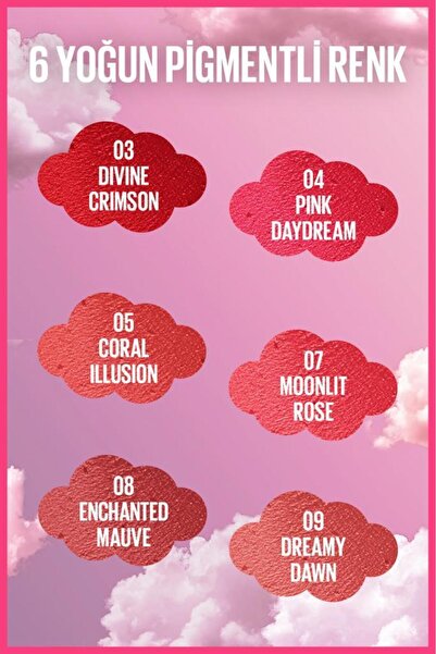 Maybelline New York Cloudtopia Köpük Dokulu Mat Allık & Ruj 04 Pink Daydream