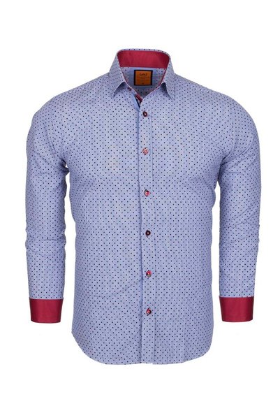 MAKROM Cotton Blend Shirt with Burgundy Contrasting and Micro Pattern